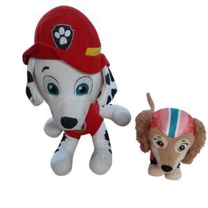 Lot of 2 Paw Patrol Mighty Movie Marshall & Liber Animal Stuffed Plush Toy